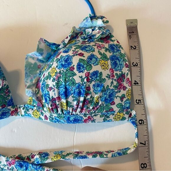 Abercrombie and Fitch ruffle flutter Bikini floral bra top padded push up Large - Picture 10 of 12